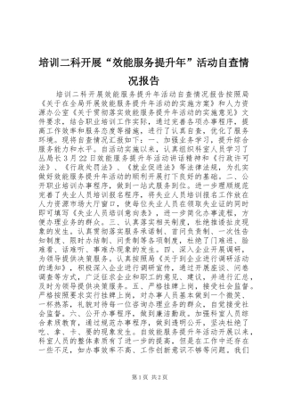 培训二科开展效能服务提升年活动自查情况报告