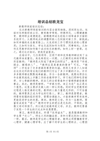 培训总结欧龙宝
