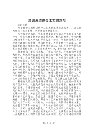 培训总结综合工艺部刘阳