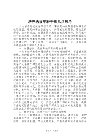 培养选拔年轻干部几点思考