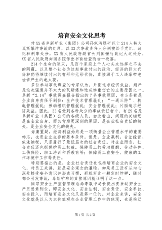 培育安全文化思考