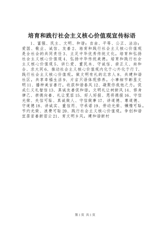 培育和践行社会主义核心价值观宣传标语