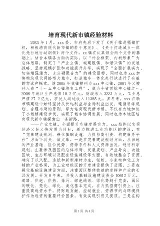 培育现代新市镇经验材料