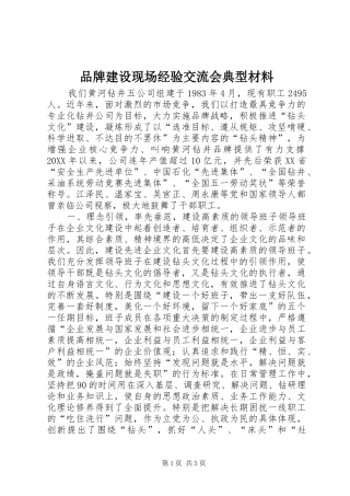 品牌建设现场经验交流会典型材料