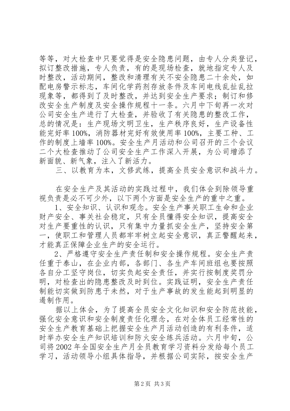 企业安全生产的工作总结模板_第2页