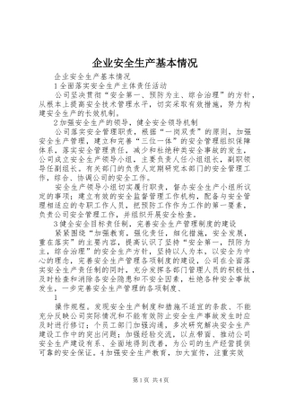 企业安全生产基本情况