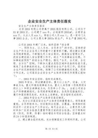 企业安全生产主体责任落实