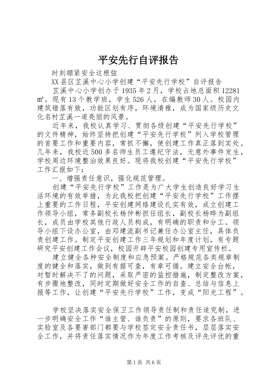 平安先行自评报告_第1页