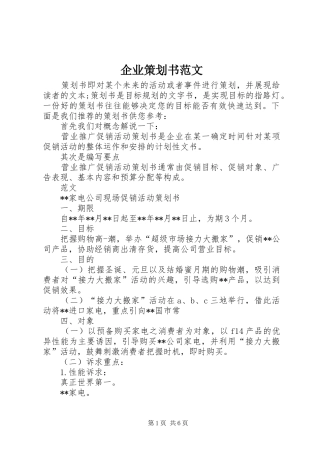 企业策划书范文