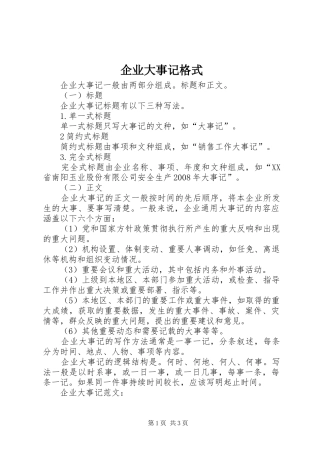 企业大事记格式