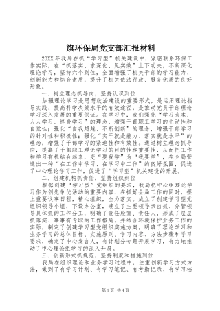 旗环保局党支部汇报材料