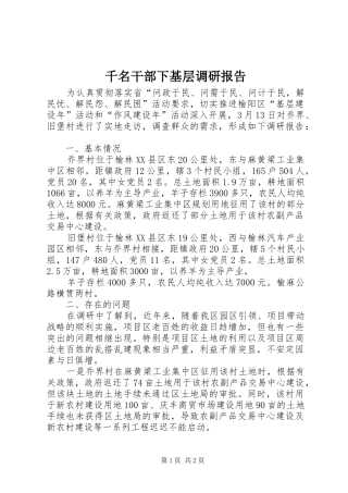 千名干部下基层调研报告