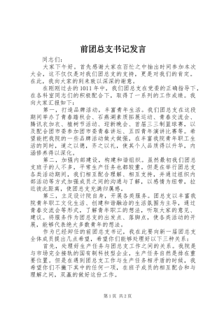 前团总支书记讲话