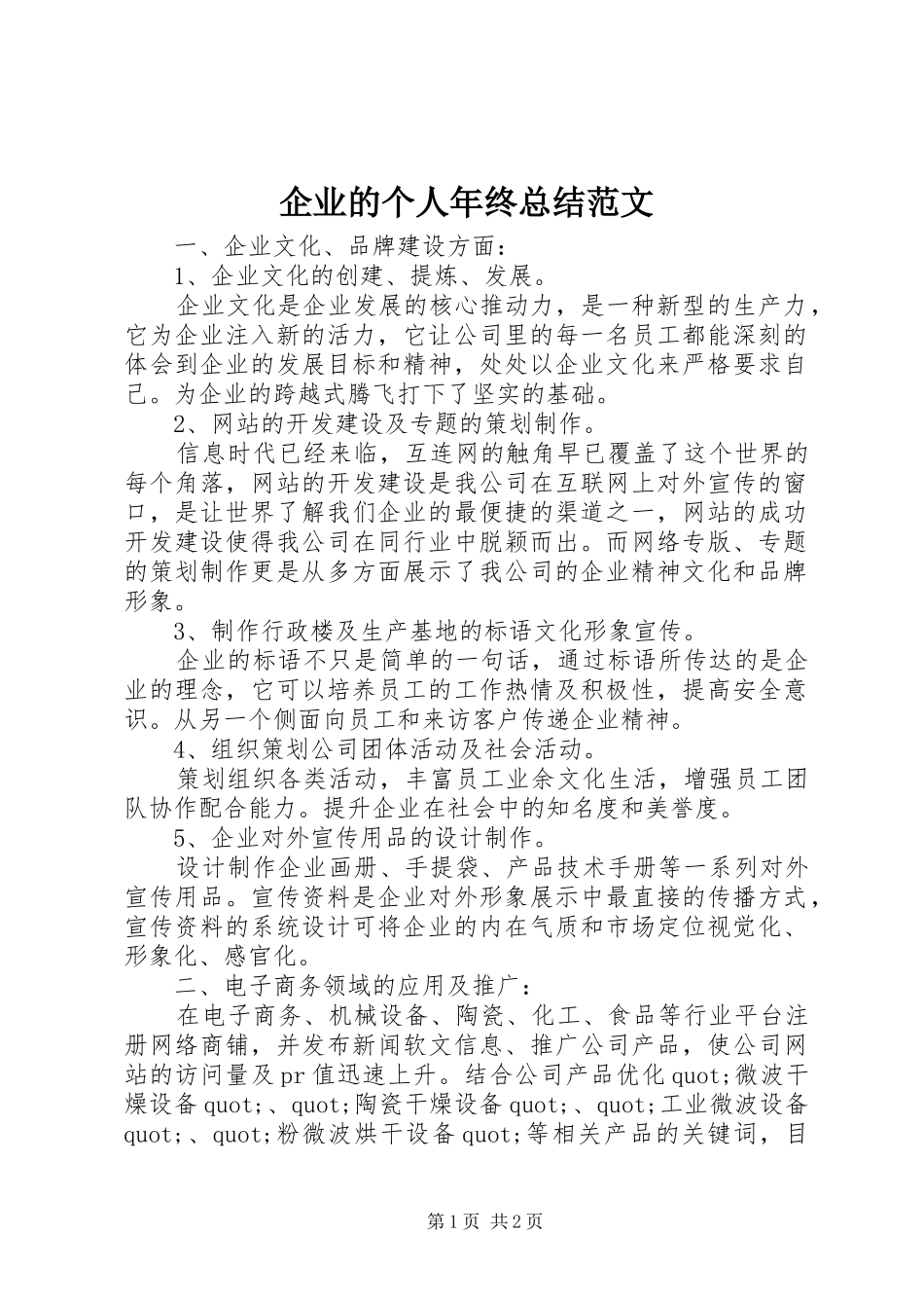 企业的个人年终总结范文_第1页