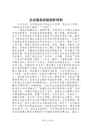 企业服务经验剖析材料