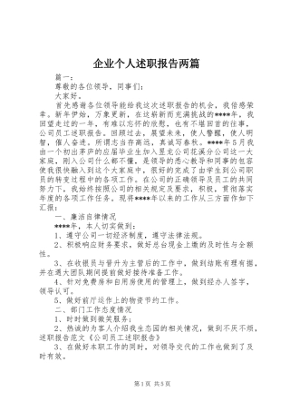 企业个人述职报告两篇
