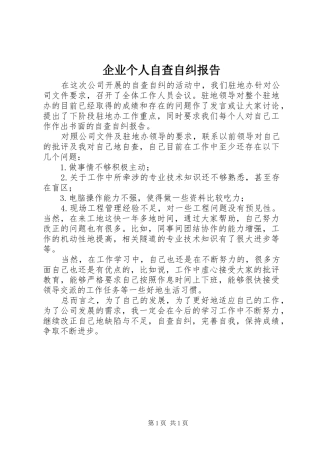 企业个人自查自纠报告