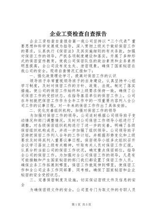 企业工资检查自查报告