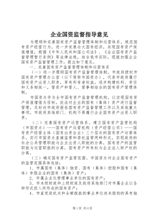 企业国资监督指导意见