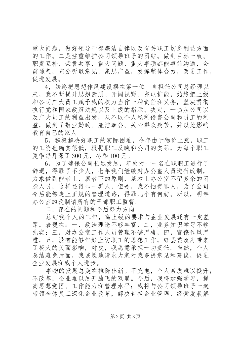 企业领导履行职责工作汇报_第2页