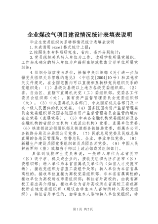 企业煤改气项目建设情况统计表填表说明