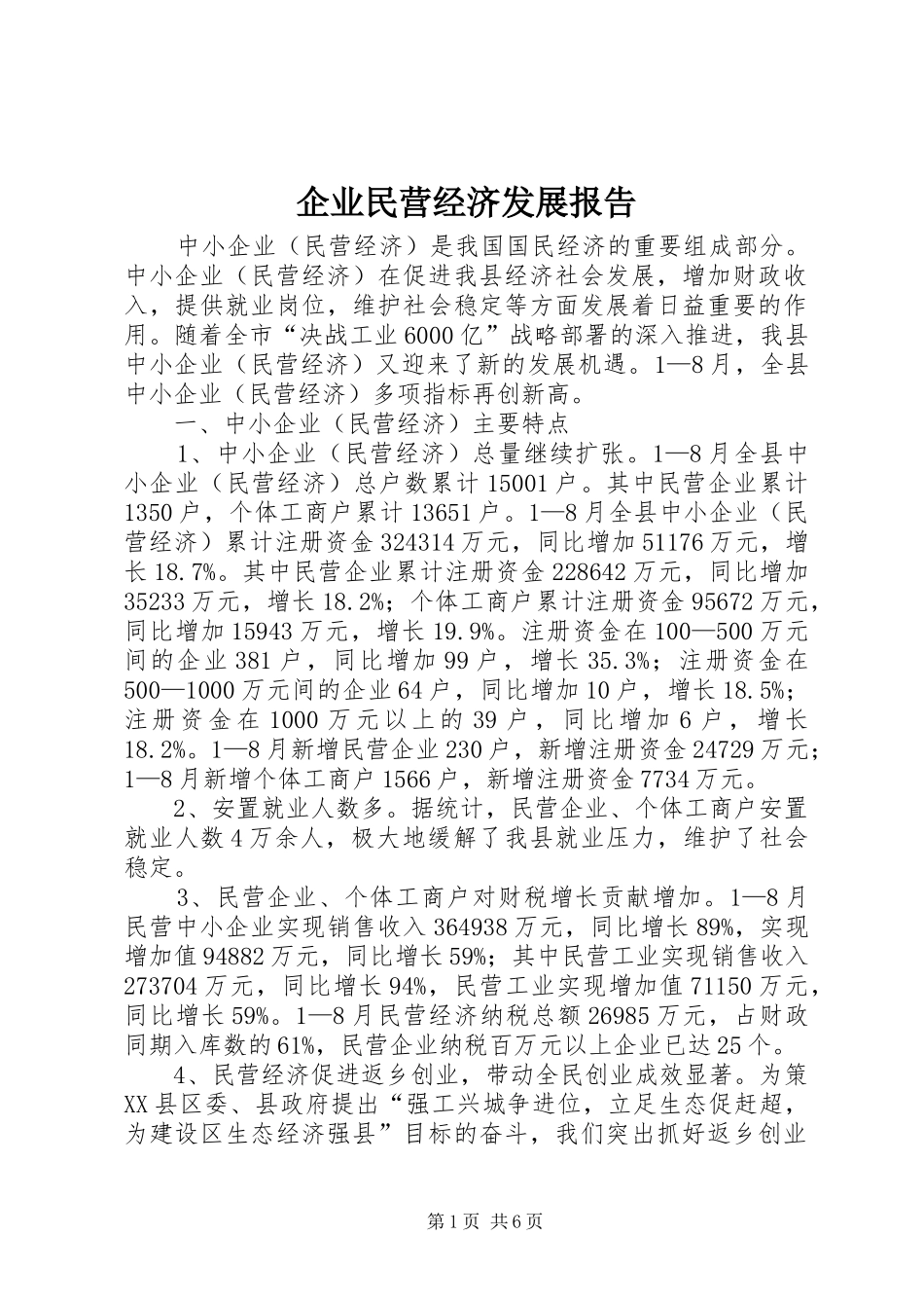 企业民营经济发展报告_第1页