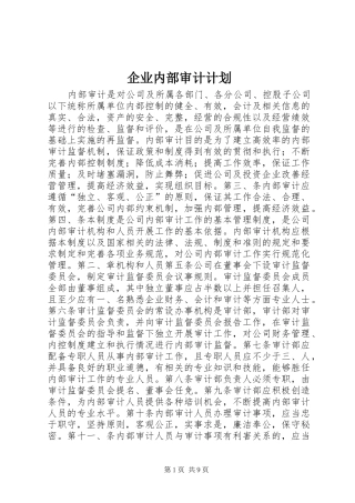 企业内部审计计划