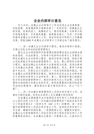 企业内部审计意见