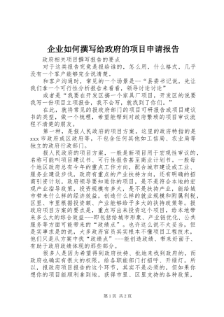 企业如何撰写给政府的项目申请报告