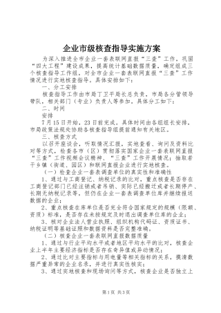企业市级核查指导实施方案