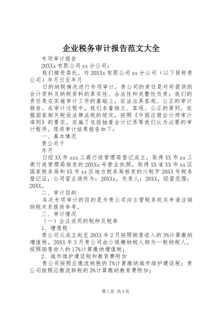 企业税务审计报告范文大全