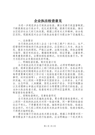 企业执法检查意见