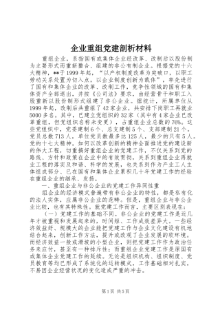 企业重组党建剖析材料