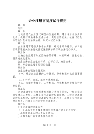 企业注册官制度试行规定