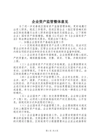 企业资产监管整体意见