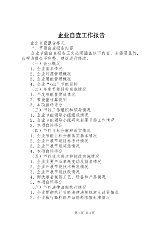 企业自查工作报告