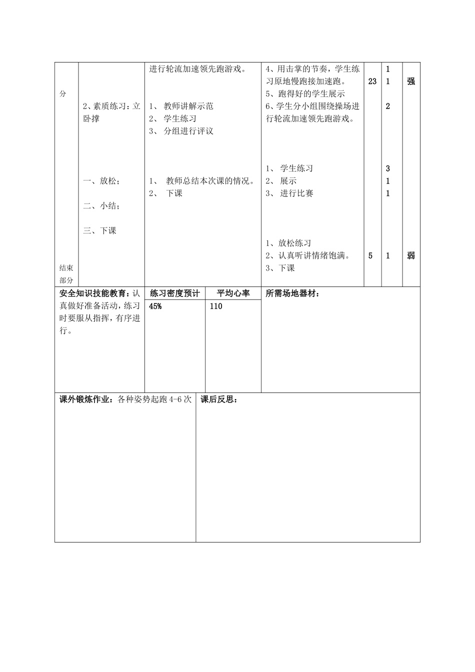 （小学、初中、高中）跑—体验速度单元教学计划第1课时教案_第2页