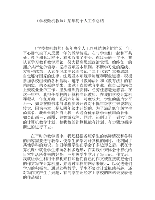 （学校微机教师）某年度个人工作总结