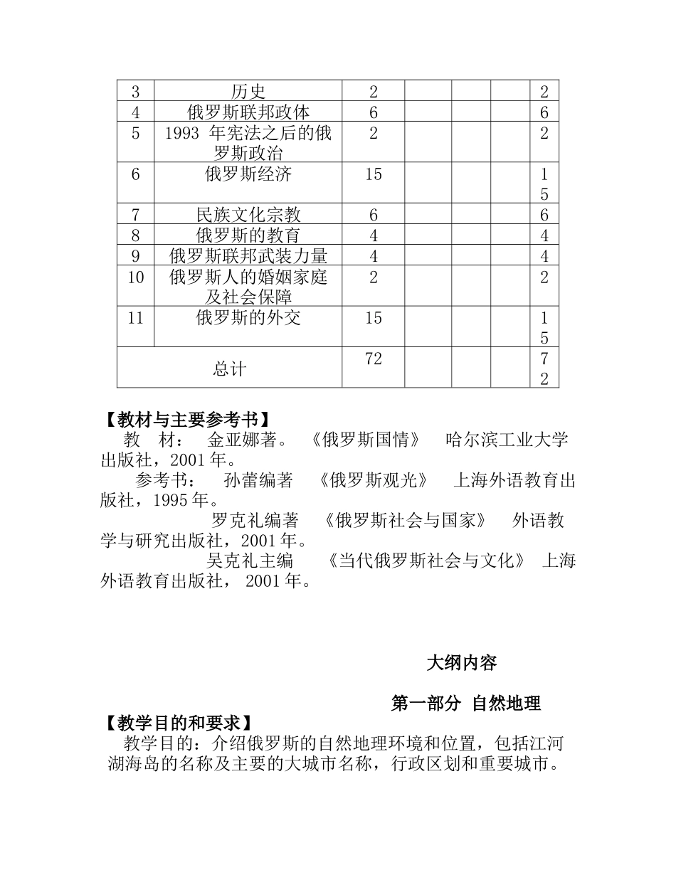 《俄罗斯概况》课程教学大纲_第2页