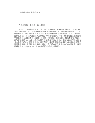 电脑城寒假社会实践报告