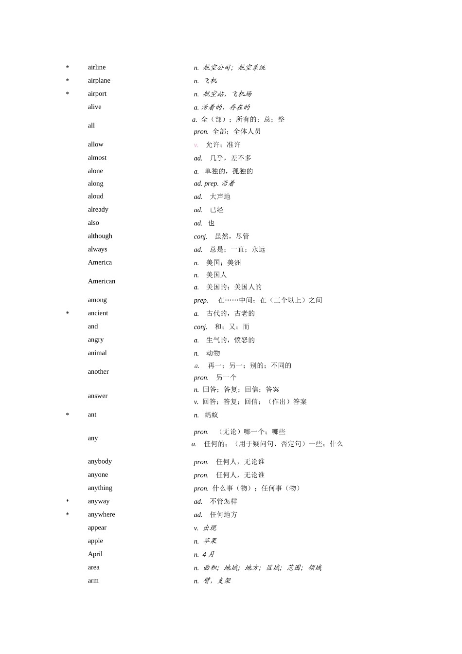 词汇表英语考试_第2页