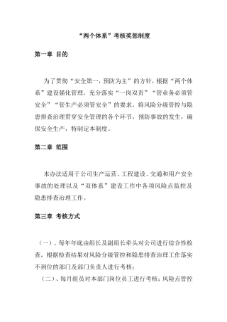 “两个体系”考核奖惩制度