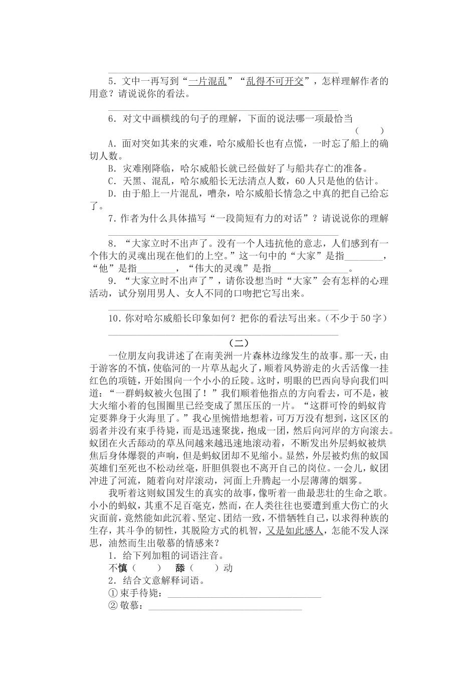 “诺曼底”号遇难记综合能力测试_第2页