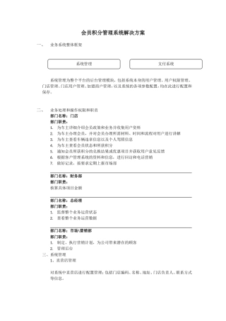 会员积分管理系统解决方案