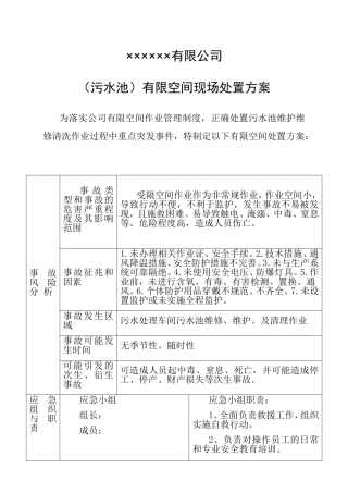 公司（污水池）有限空间现场处置方案