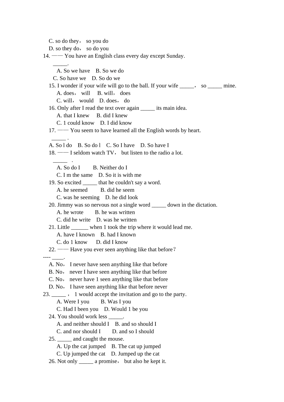 高二倒装句练习题-英语_第2页