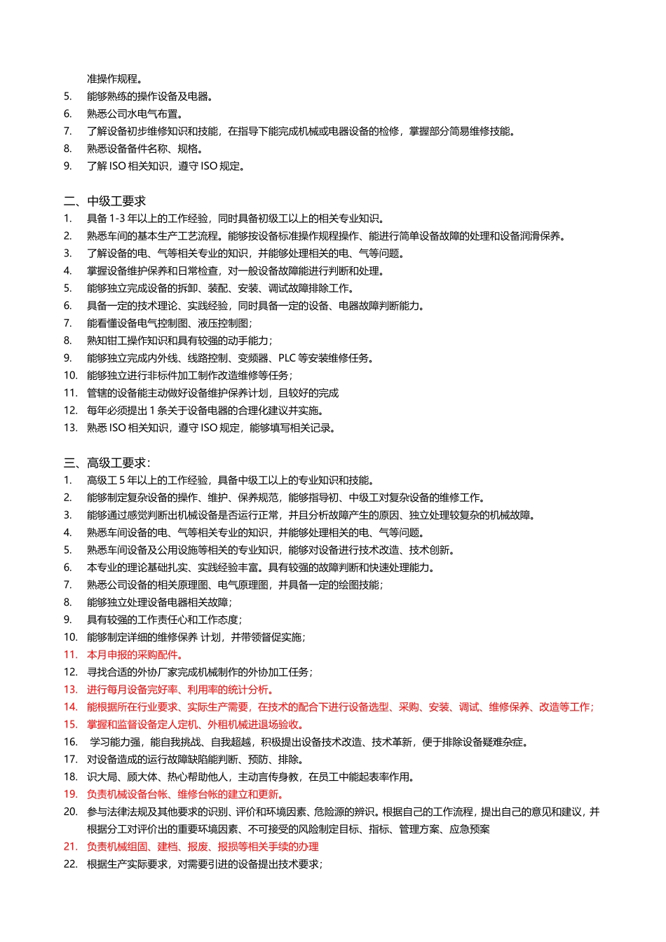 机电维修人员技能等级评定标准_第2页