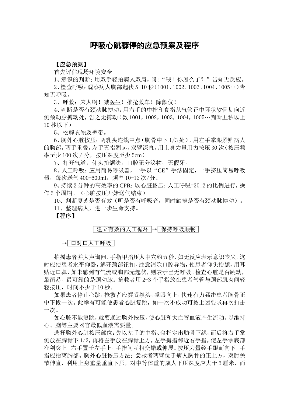 呼吸心跳骤停的应急预案及程序_第1页