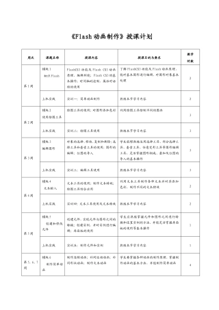 《Flash动画制作》授课计划