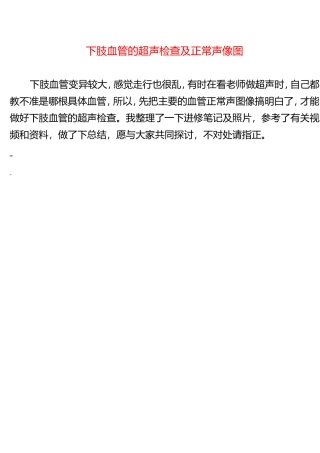 下肢血管的超声检查及正常声像图